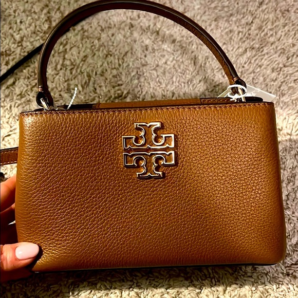 NEW Tory Burch Britten micro satchel in tan pebble leather - Picture 2 of 8